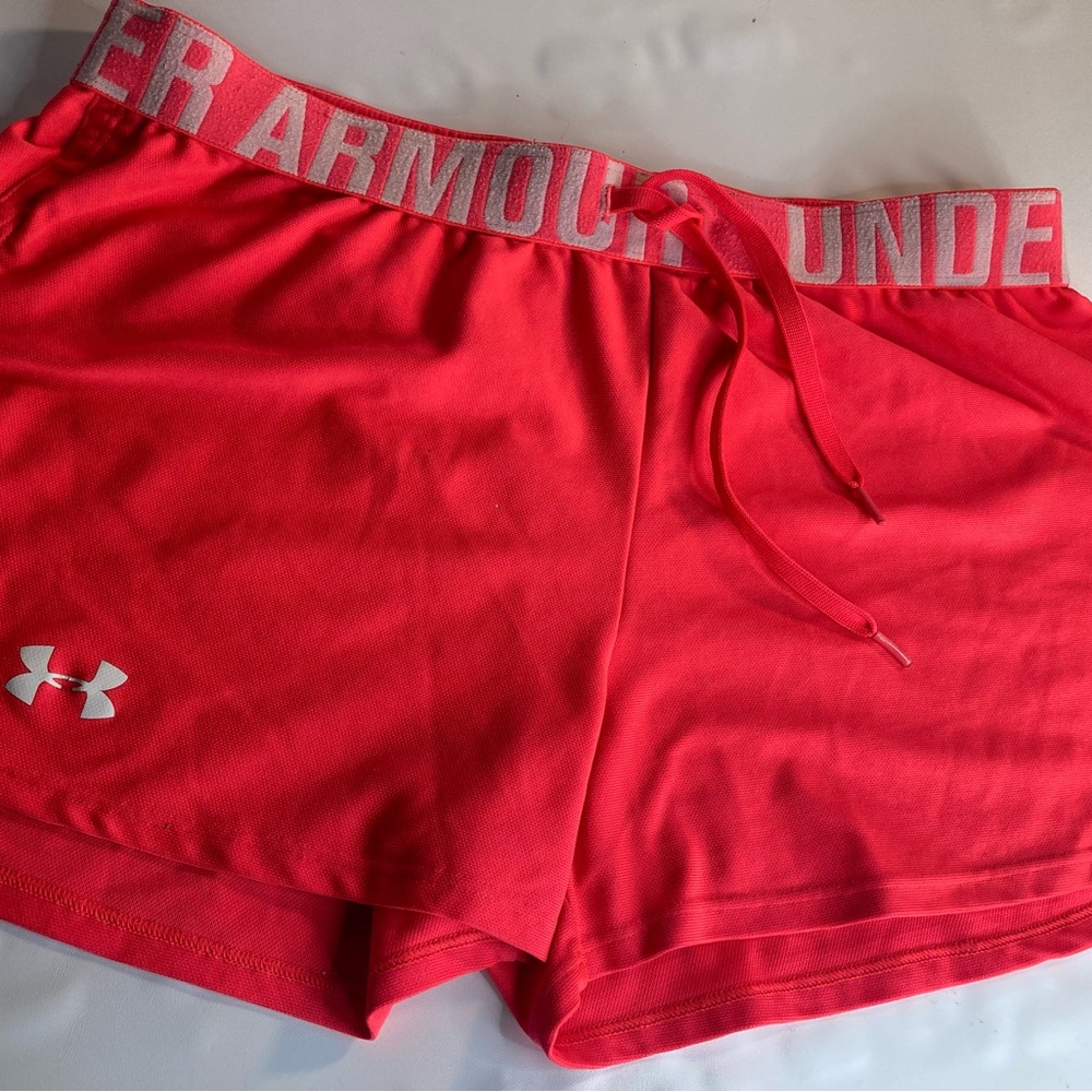 UNDER ARMOUR Loose Sport Shorts Womens M Elastic Waist Pockets Neon